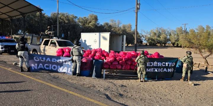 Caen dos sujetos con casi 300 millones de pesos en metanfetamina en bolsas de “residuos peligrosos” en Sonora