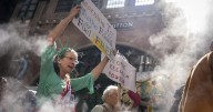 Marchers gather in worldwide protest of financial institutions "profiting off the climate crisis"