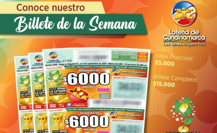 Resultados lotería Cundinamarca del lunes 1 de septiembre