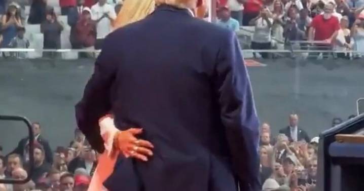 Erika Kirk 'accidentally grabs Donald Trump by the diaper' at husband Charlie's memorial
