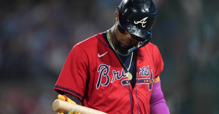 Acuña batting seventh as DH with Absent Ozuna for game 2 vs the Cubs