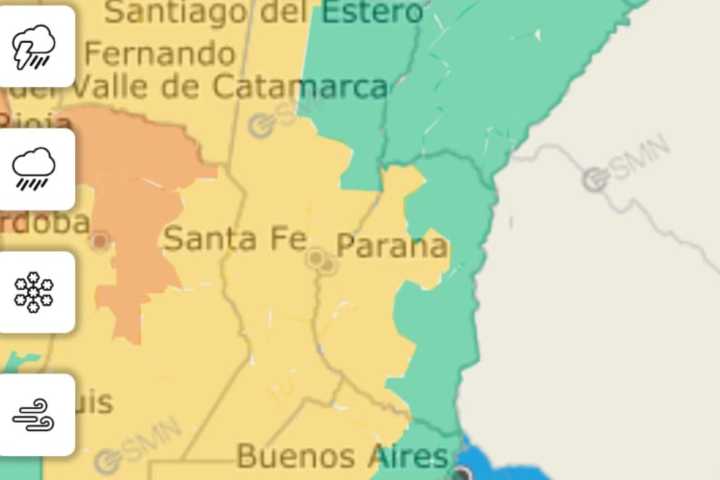 Siete departamentos de la provincia en alerta por fuertes lluvias y tormentas