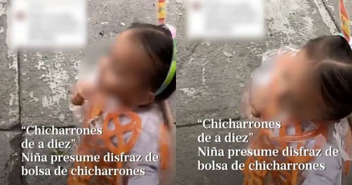 Niña enternece en redes al presumir su disfraz de chicharrones gritando: “¡Chicharrones a 10!”