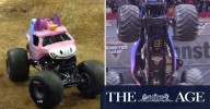 Monster Jam driver Jamie Sullivan demonstrates her signature move