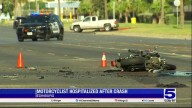 Motorcyclist hospitalized with serious injuries following crash...