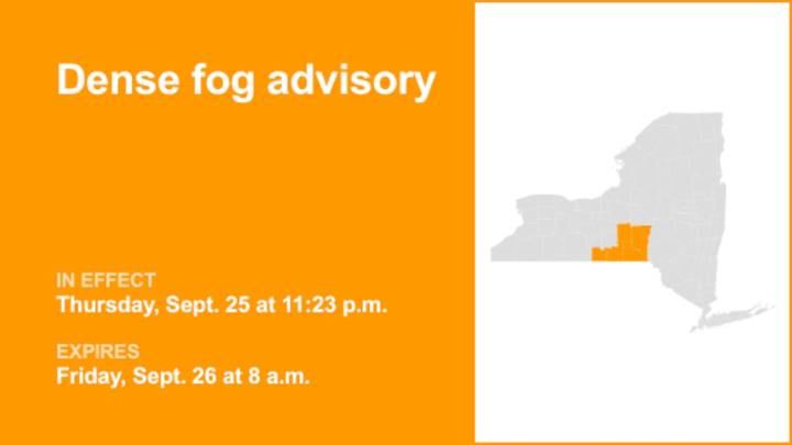 Dense fog advisory active for Cortland County until Friday morning