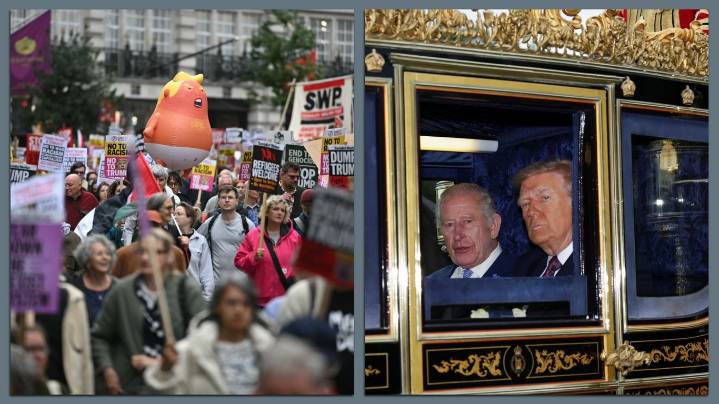 Photos: Scenes from Trump's U.K. visit, from pageantry to protests