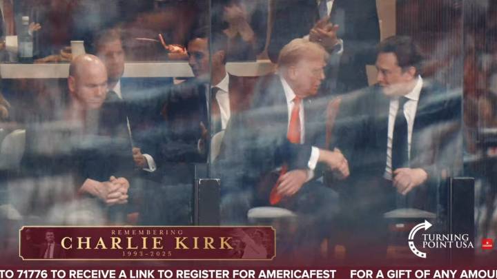 Donald Trump y Elon Musk se reencuentran y se dan la mano en el funeral de Charlie Kirk casi tres meses después de su disputa pública