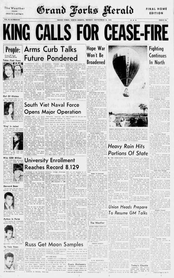 Today in History: September 21, 1970 - University enrollment reaches record 8,129