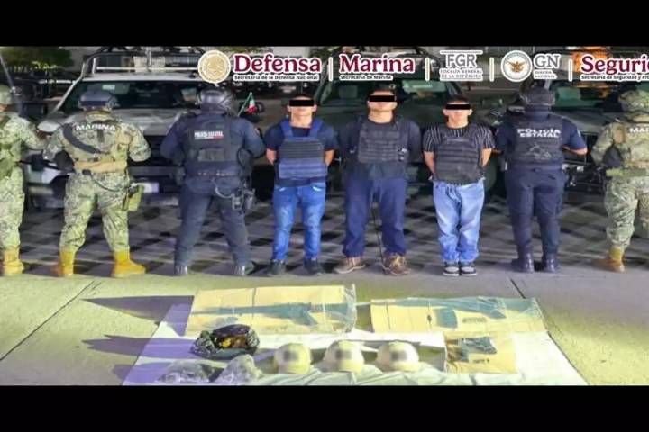 Detienen a tres personas por extorsión en Tabasco; les aseguran armas, drogas y ponchallantas