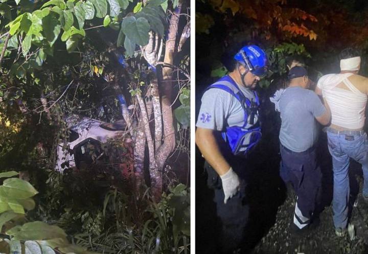 Volcadura en la carretera federal 307 deja dos personas lesionadas