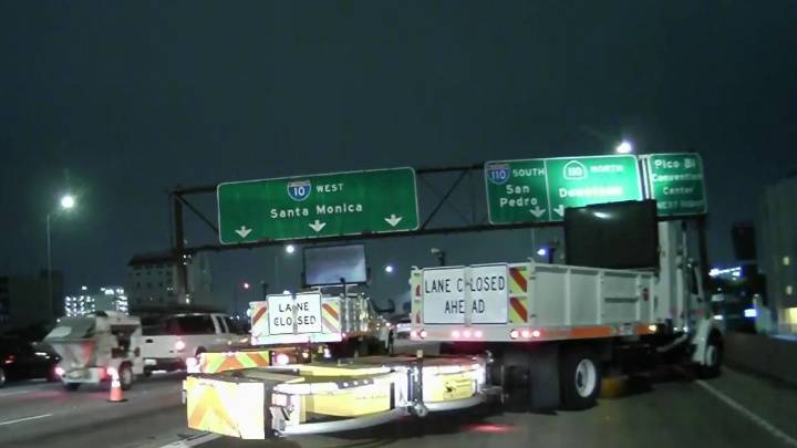 Crash on 10 Freeway at the 110 Freeway stops traffic
