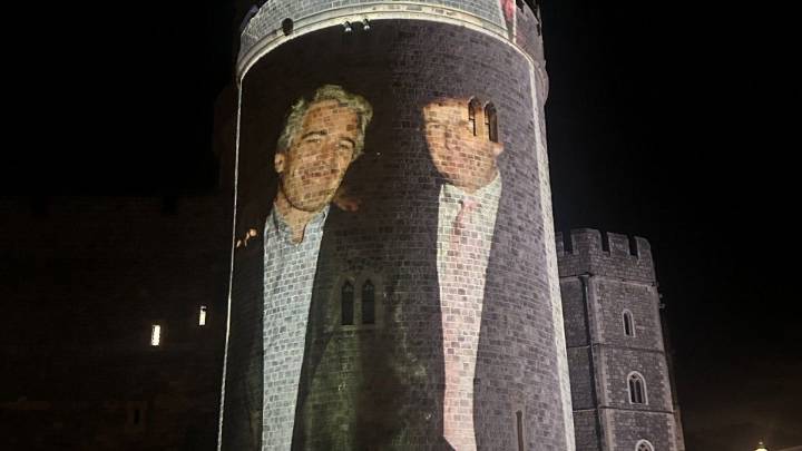 Proyectaron sobre el castillo de Windsor fotos de Trump junto a Jeffrey Epstein