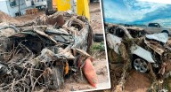 Encuentran destruidos vehículos arrastrados por aguas de fuertes lluvias al norte de Hermosillo