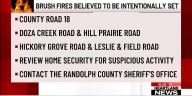 Brush fires in Randolph county believed to be set intentionally