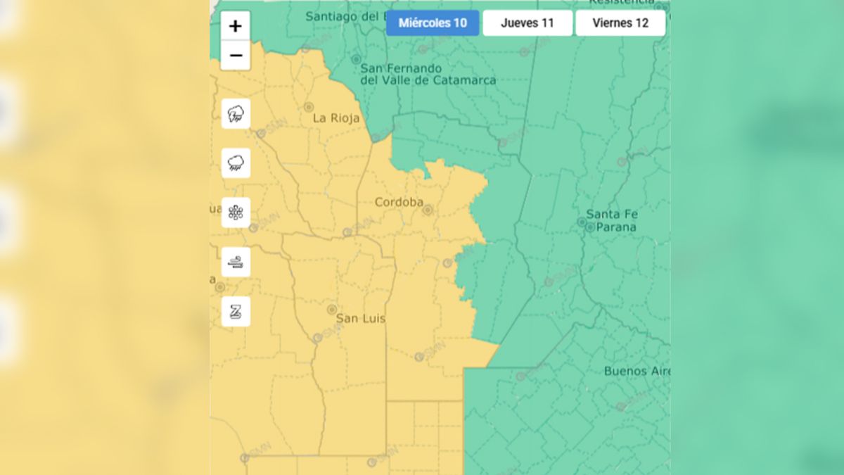 Persiste el alerta amarilla por fuertes vientos para Río Cuarto y gran parte de la provincia
