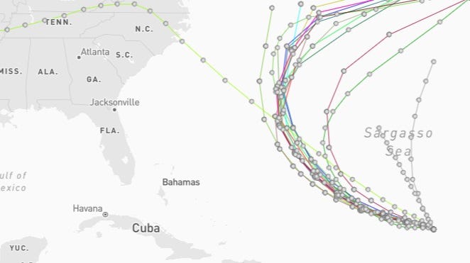 See latest spaghetti models for Hurricane Humberto