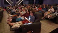 Crafting at the movies crowd forms a tight