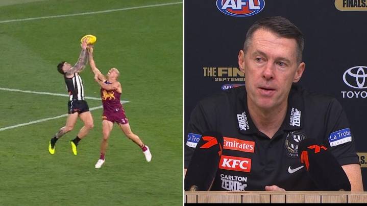Collingwood coach Craig McRae weighs in on controversial late call in loss to Brisbane