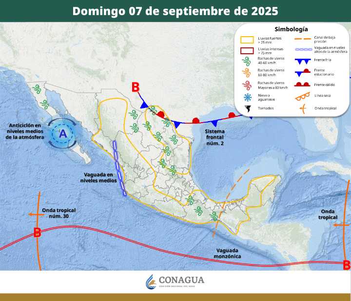 Continúa pronóstico de lluvias en la entidad para este domingo