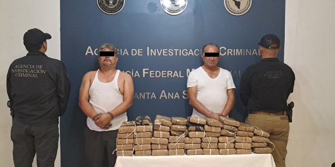 Dos hombres que transportaban cerca de 50 kilos de heroína fueron detenidos en Sonora