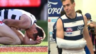 Jeremy Cameron suffers suspected broken arm in AFL grand final: ‘Heard a pretty big snap’