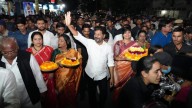 CM Revanth offers prayers at renovated Bathukamma Kunta Lake