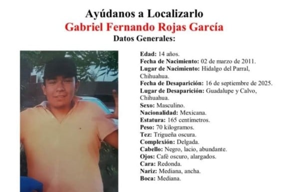 Desaparece menor de 14 años en Guadalupe y Calvo