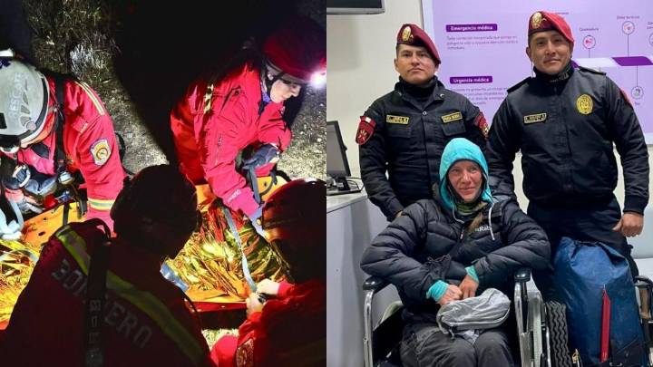 Huaraz: Bomberos y policías de Alta Montaña rescatan a turista francesa que sufrió accidente en la quebrada de Shallap