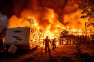 A wildfire sweeps through a historic California gold