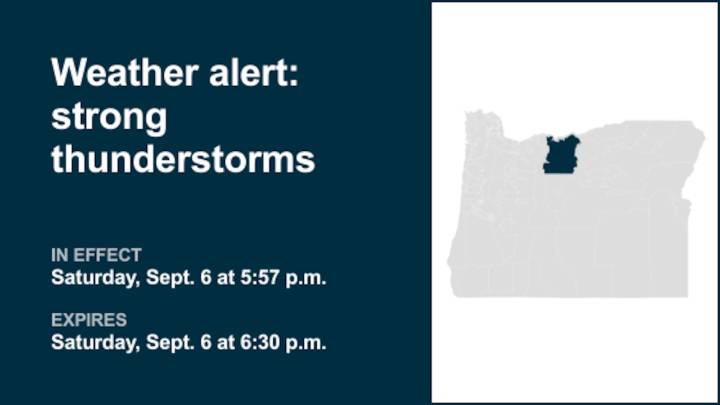 Update: Nickel-sized hail predicted with thunderstorms in North Central Oregon Saturday