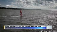 Windboarder caught on drone footage near Fairhope Pier