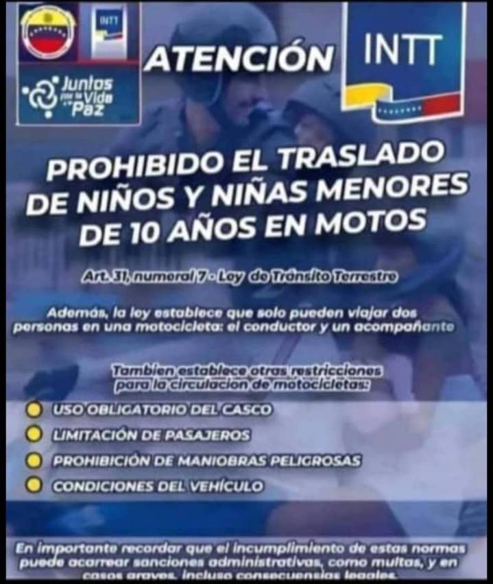 Normas Legales deben cumplir Motorizados según INTT