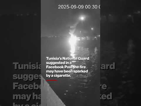 Wild Footage: SECOND Gaza Aid Boat Hit by Suspected Drone Strike in Tunisian Waters #shorts