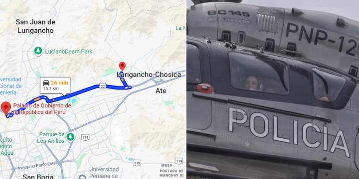 Dina Boluarte viajó en helicóptero desde Palacio a Lurigancho