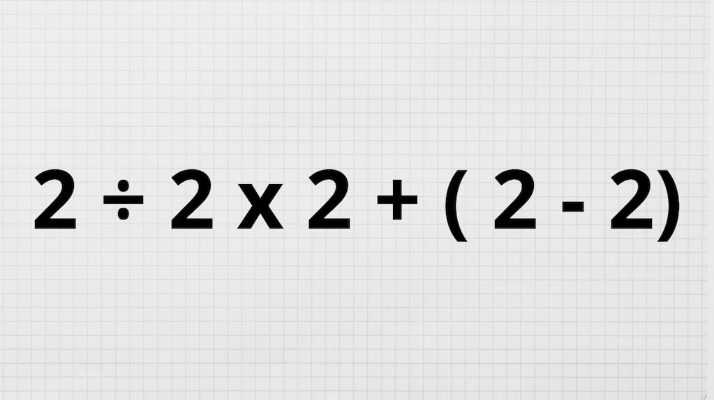 ¿Cuánto es 2 ÷ 2 x 2 + ( 2 - 2)? La cuenta matemática que pone a prueba a los genios