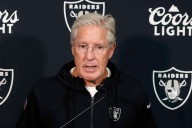Raiders’ Pete Carroll talks with media after Friday’s practice