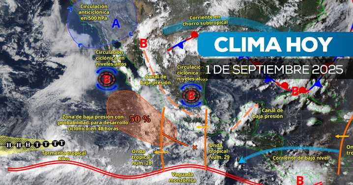 Monzón mexicano provoca lluvias fuertes y temperaturas superiores a 45 °C este 1 de septiembre