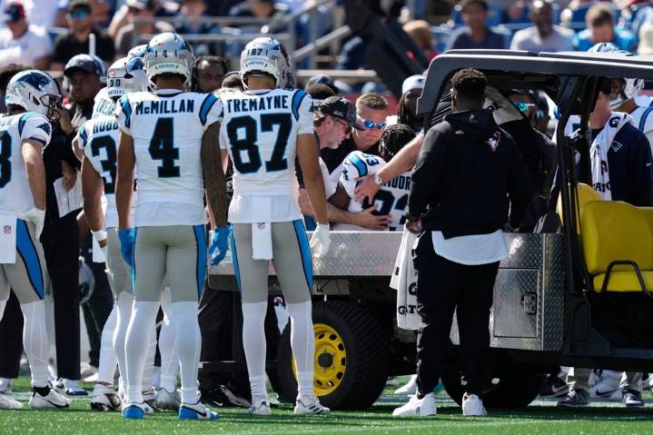 Panthers receiver David Moore carted off field with elbow injury on game’s first play