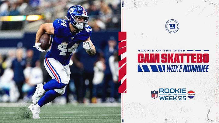 Cam Skattebo nominated for Pepsi Rookie of the Week