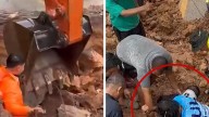 Road Worker Buried Alive When Road Suddenly Collapses