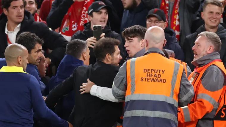 Why was Diego Simeone sent off at Anfield? Atletico Madrid boss demands 'consequences' after Liverpool fan insults, red card