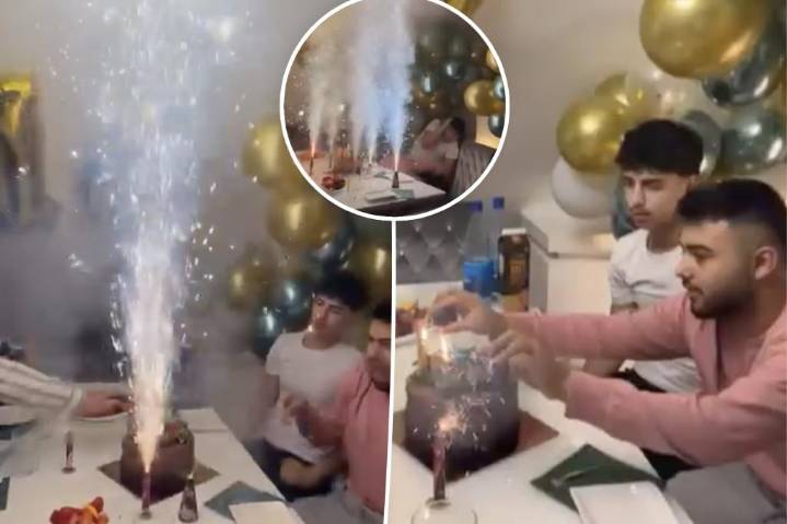 Family mistakes fireworks for birthday cake candles