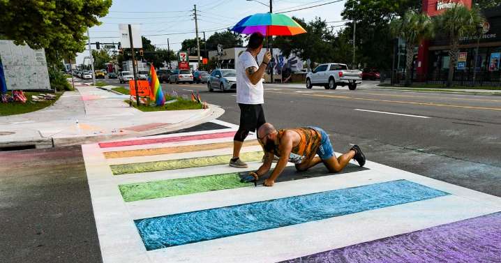 Arrests, protests and sidewalk chalk: How Florida’s rainbow crosswalks became a political lightning rod