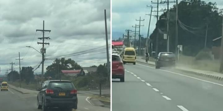 Conductor de camioneta generó caos en vía de Cundinamarca y terminó en un hueco: todo quedó en video