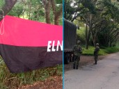 Zozobra en el Norte del Valle por bandera alusiva al ELN y moto abandonada en la vía Cartago