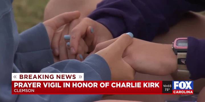 Prayer vigil in honor of Charlie Kirk held at Clemson University