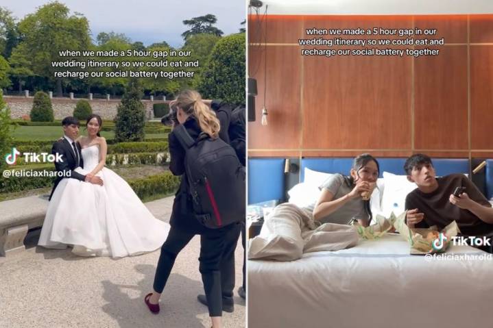 Couple takes 5-hour break on wedding day