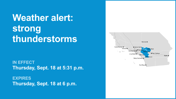 Marble-sized hail foreseen with thunderstorms in Inland Empire and San Bernardino County Mountains Thursday