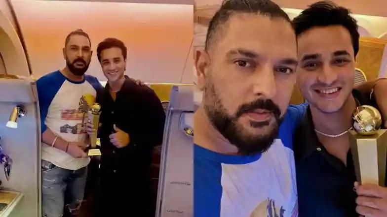 Cricket ‘No Caption Needed’ Abhishek Sharma Poses With Mentor Yuvraj Singh on Flight After India’s Asia Cup 2025 Title Win (See Pics)